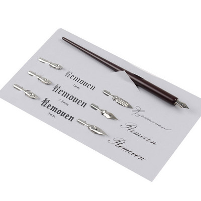 Комплект държач за перо за калиграфия Dip Pen с 6 писца за практикуване на различни шрифтове