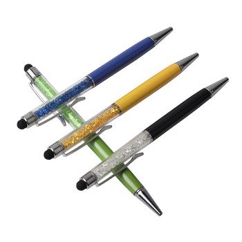 2 τεμάχια/Σετ Κρυστάλλινο στυλό στυλό μόδας Creative Stylus αφής για γραφή επιστολόχαρτου γραφείου και σχολικού στυλό Μπαλάκι μαύρο μπλε