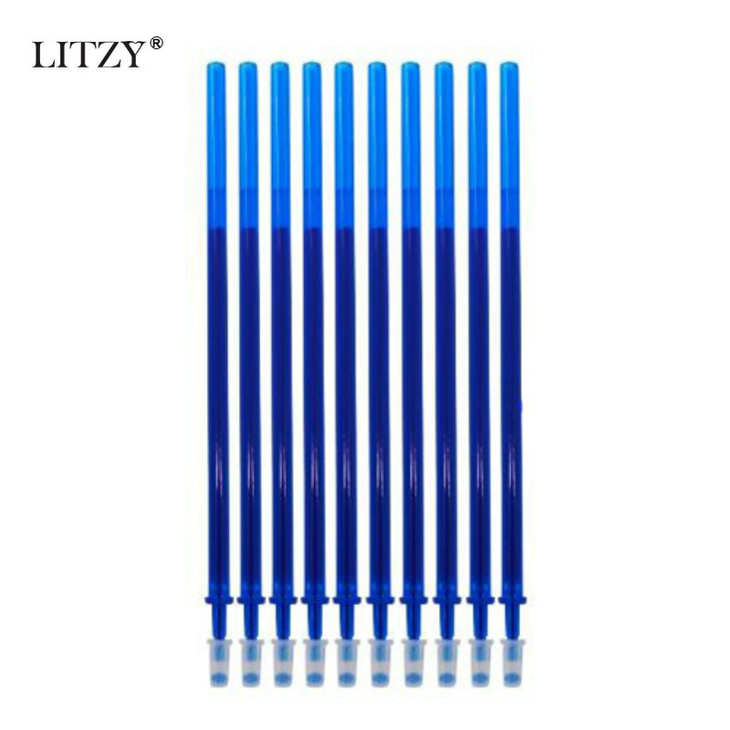 10 bucăți/set reumplere pentru stilou șters, stilou cu bile de 0,5 mm albastru/negru, cerneală magică de reumplere, stilou cu gel pentru școală, birou, instrument de scris