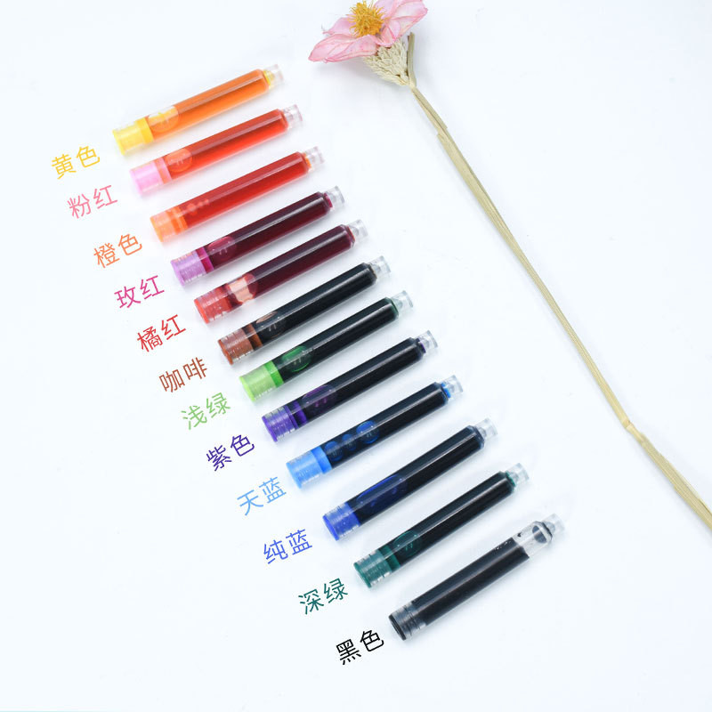 12 bucăți/set sac de cerneală colorat stilou stilou cartușe de cerneală rezerve de cerneală 3,4 mm albastru negru rezerve desen rechizite școlare de birou