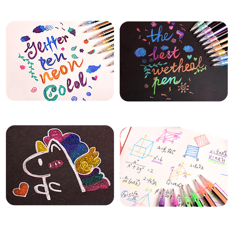 100 komada 1,0 mm set svjetlucavih olovki Flash višebojna gel olovka za dopunjavanje Zamjenjiva jezgra DIY pribor za umjetnost, pisanje, slikanje, grafitne olovke