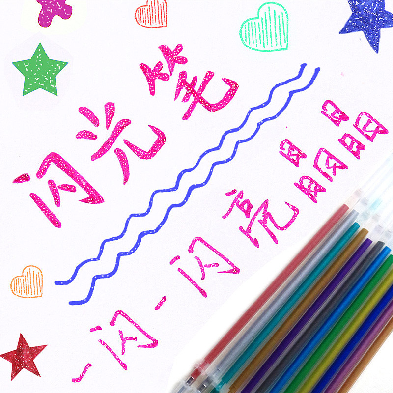 100 komada 1,0 mm set svjetlucavih olovki Flash višebojna gel olovka za dopunjavanje Zamjenjiva jezgra DIY pribor za umjetnost, pisanje, slikanje, grafitne olovke