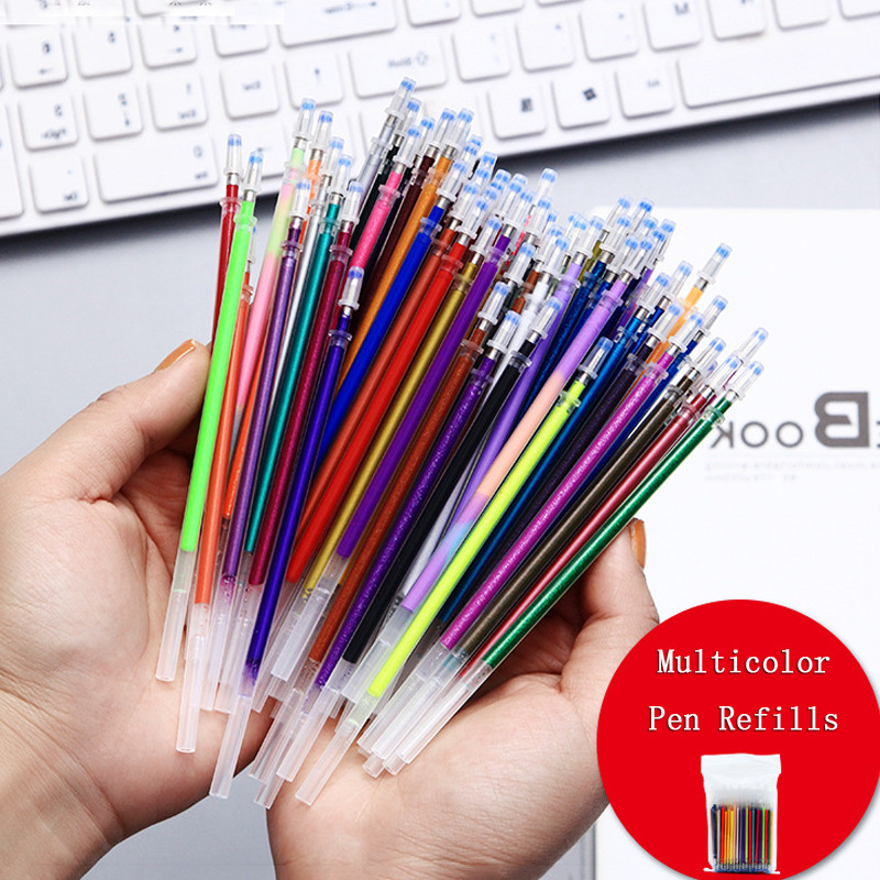 100 komada 1,0 mm set svjetlucavih olovki Flash višebojna gel olovka za dopunjavanje Zamjenjiva jezgra DIY pribor za umjetnost, pisanje, slikanje, grafitne olovke