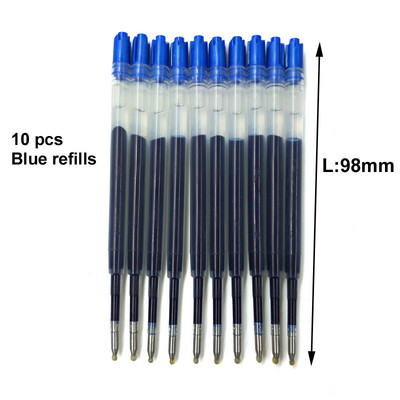 Yushun 424 Black Blue Ink Gel Pen Refill L98mm Recharge nomaiņa metāla lodīšu pildspalvai Neitrāla uzpilde ofisa skola 10 gab.