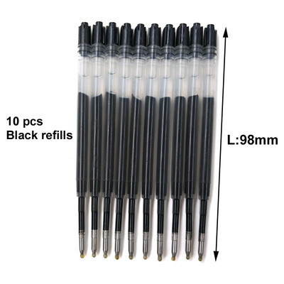 Yushun 424 Black Blue Ink Gel Pen Refill L98mm Recharge nomaiņa metāla lodīšu pildspalvai Neitrāla uzpilde ofisa skola 10 gab.