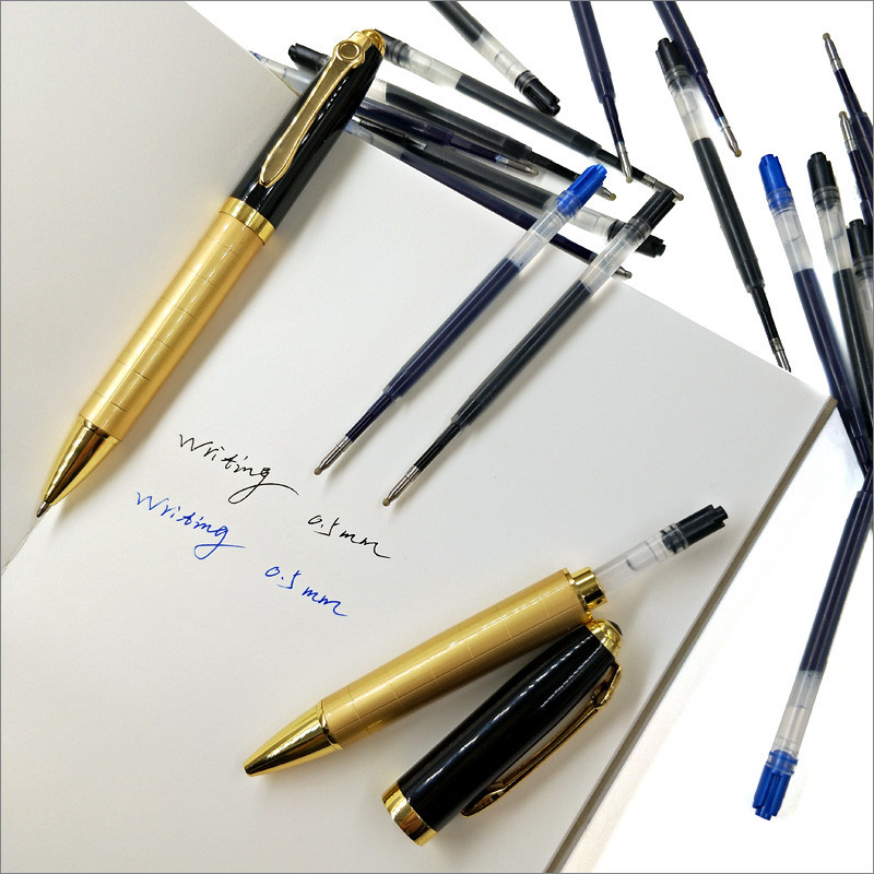 Yushun 424 Black Blue Ink Gel Pen Refill L98mm Recharge nomaiņa metāla lodīšu pildspalvai Neitrāla uzpilde ofisa skola 10 gab.