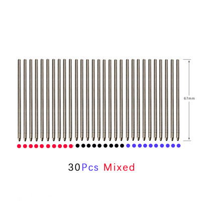 30 бр./лот 67 мм метална ролка топка пълнители 0,5 мм сменяеми пръти за многоцветна химикалка офис училищни принадлежности за писане