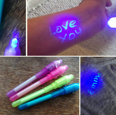 5PCS Светеща светлинна писалка Магически маркер 2 в 1 UV черна светлина Комбинирана рисунка Невидимо мастило Шпионска писалка Обучаващи образователни играчки за деца