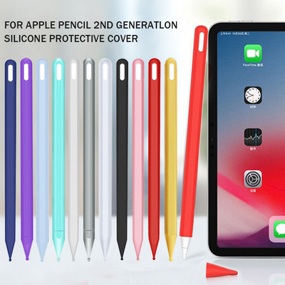 Színes, puha szilikon tok, védőhüvely zuhanásgátló tok Apple Pencil 2nd iPad Pro tablet érintőtollakhoz, 2 hegyes hüvelyrel