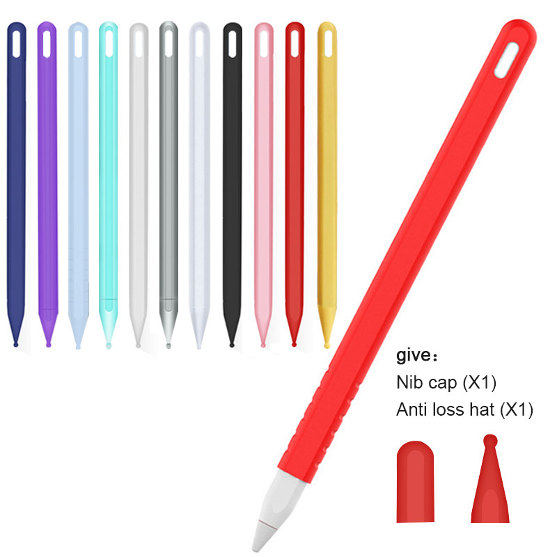Raznobojna mekana silikonska futrola Zaštitna navlaka protiv pada za Apple Pencil 2. iPad Pro Tablet Touch Pens s 2 rukava s vrhom