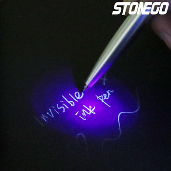 STONEGO Invisible Ink Pen Novelty Πλαστικό Υλικό Στυλό Ballpoint με Uv Light Magic Secret Ballpoint