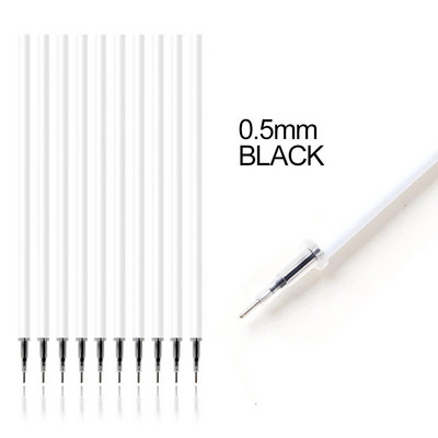 10 бр. Бели цветни пълнители за гел писалка 0,5 mm Черно мастило Kawai Pattern Офис канцеларски материали 13 cm дължина