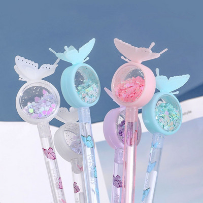 Sequin Butterfly Gel στυλό 0,5 χιλιοστών Μαύρο μελάνι Cute αντικουνουπιοαπωθητικό στυλό Signature Student Office Writin
