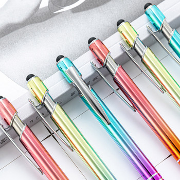 Луксозна химикалка с градиентен цвят на сензорен екран с двойно предназначение Метална химикалка Химикалки за офис Училищни канцеларски материали