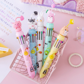 Χαριτωμένο κουνέλι χάμστερ 10 χρωμάτων Χοντρό στυλό Kawaii στυλό Rollerball Σχολικό Προμήθειες γραφείου Δώρο Χαρτικά Papelaria Escolar