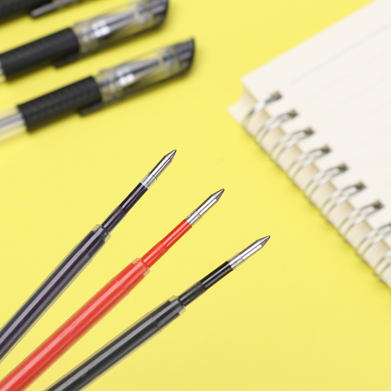 5 tk/partii must sinine tindiga geelpliiatsi täitmine Asendus metallipressi jaoks Pöörlev neutraalne täitmine 0,5 mm koolitarbeid