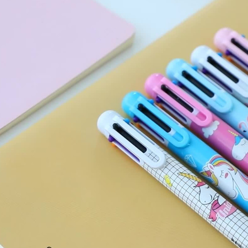 6-dijelni Lytwtw's papirnati pribor, školski pribor, 6 jednorogovih olovaka u boji, višebojna kemijska olovka, višenamjenska uredska kreativna dječja olovka