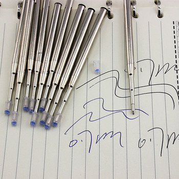 Висококачествени 10 бр. син метален черен 0,7 мм офис химикалка пълнители за подпис канцеларски материали пълнители за мастило