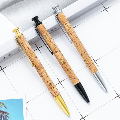 Στυλό 3 τεμαχίων Lytwtw's Press Ballpoint Wood Grain Metal Σχολικά είδη γραφείου Στυλό υψηλής ποιότητας