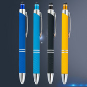 Trīs vienā daudzfunkcionāla metāla lodīšu pildspalva ar LED gaismas mēra tehnisko lineālu Skrūvgriezis Skārienekrāna irbulis līmeņrādis