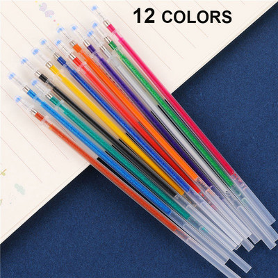12/24/36/48 Πολύχρωμο Ballpoint Gel Pen Highlighter Refill Colorful Shining Pens For School Chancellory Gel στυλό Σετ 04116