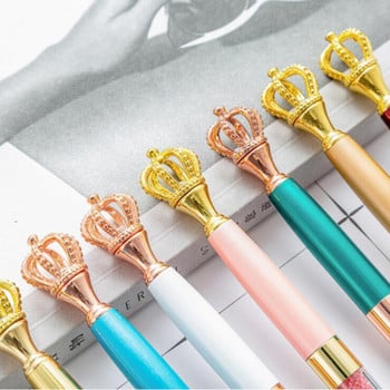 4 Piece Lytwtw\'s Creative Crown Metal Office Rotate School Stationery Supply Telescopic Teacher Spinning Shiny Ballpoint Pen