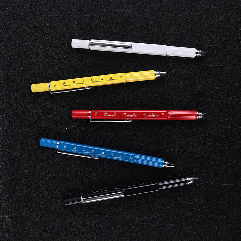 Stilo multifuncțional, șurubelniță riglă, instrument pentru nivel cu spirit, stylus, papetărie școlară, rechizite de birou, pix cu bilă de 0,7 mm