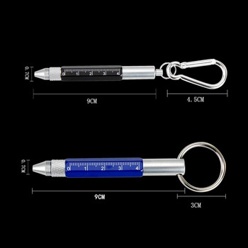 Περιστρεφόμενο στυλό 6 σε 1 Εργαλείο οθόνης αφής στυλό πολλαπλών λειτουργιών Μεταλλικό στυλό κατσαβίδι Εξαγωνικό καραμπίνερ μικρής κλίμακας Ballpoint