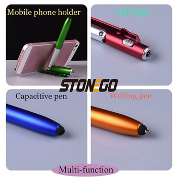 STONEGO Мултифункционална 4-в-1 Сгъваема писалка с химикалка (Фенерче + поддръжка) за мобилен телефон таблет