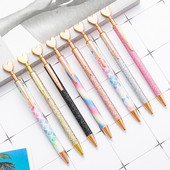4 piese Lytwtw's Roller Ballpoint Pen Luxury Cute Heart Nunta Rose Gold Metal Papetarie Scoala Rechizite de birou Pixuri rotative