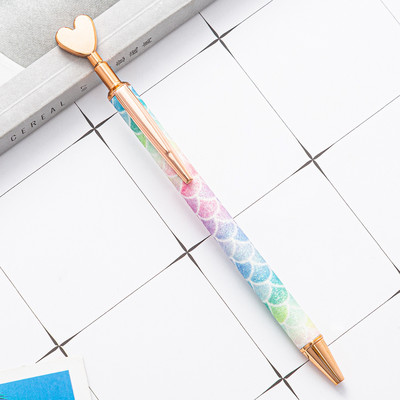 4 piese Lytwtw's Roller Ballpoint Pen Luxury Cute Heart Nunta Rose Gold Metal Papetarie Scoala Rechizite de birou Pixuri rotative