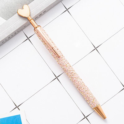 4 piese Lytwtw's Roller Ballpoint Pen Luxury Cute Heart Nunta Rose Gold Metal Papetarie Scoala Rechizite de birou Pixuri rotative