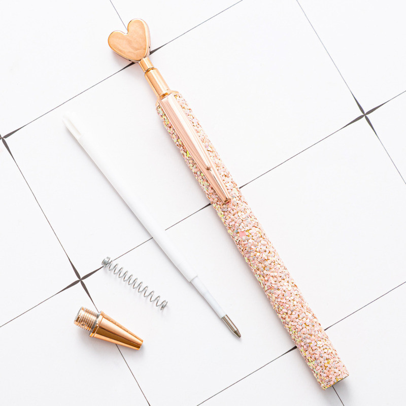 4 piese Lytwtw's Roller Ballpoint Pen Luxury Cute Heart Nunta Rose Gold Metal Papetarie Scoala Rechizite de birou Pixuri rotative