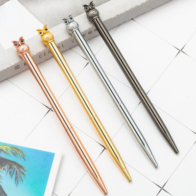 4 τεμάχια Lytwtw`s Ballpoint Στυλό Κουκουβάγια Love Crystal Wedding Metal Χάλκινο στυλό Σχολικά είδη γραφείου