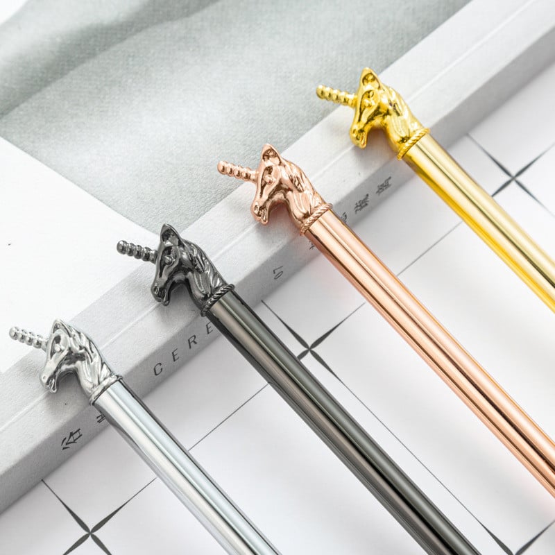 4 komada Lytwtw's Ballpoint Pen Unicorn Love Wedding Metalna bakrena olovka Uredski školski pribor Pribor