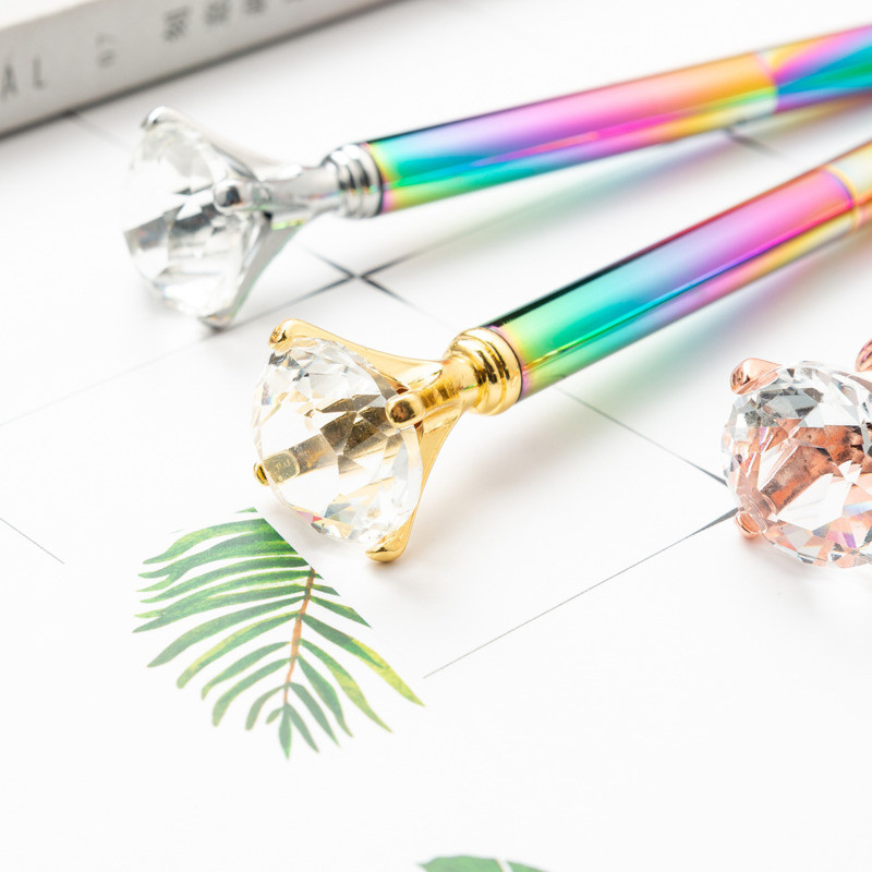 3 komada Lytwtw's roller školski uredski pribor Wedding Printers Crystal Diamond Gradient Metal Luksuzna vrtljiva kemijska olovka