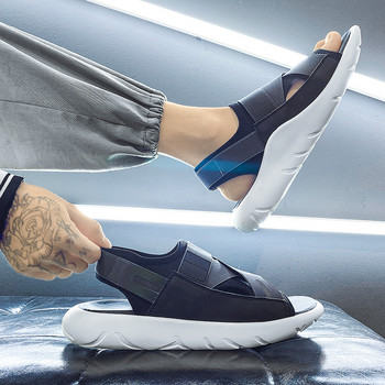 Италиански дизайн Нови мъжки летни сандали с презрамки Модни дебели плажни чехли от естествена кожа Ежедневни обувки Мъжки