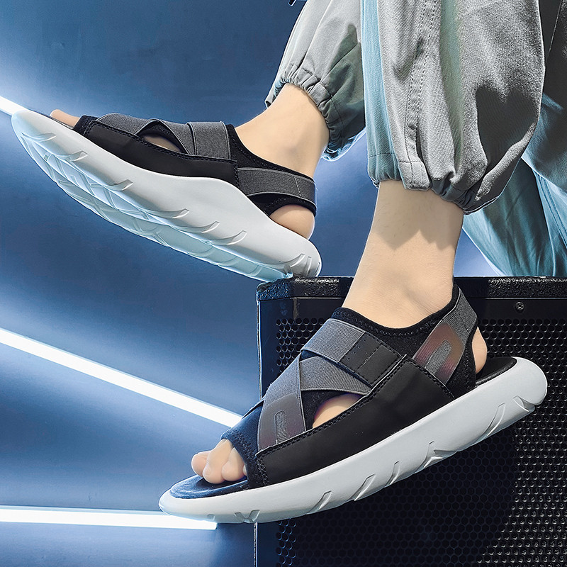 Ιταλική σχεδίαση Νέα Ανδρικά λουράκια καλοκαιρινής αναψυχής Σανδάλια Μόδα χοντρή πλατφόρμα Γνήσιο δέρμα Παντόφλες παραλίας Ανδρικά παπούτσια