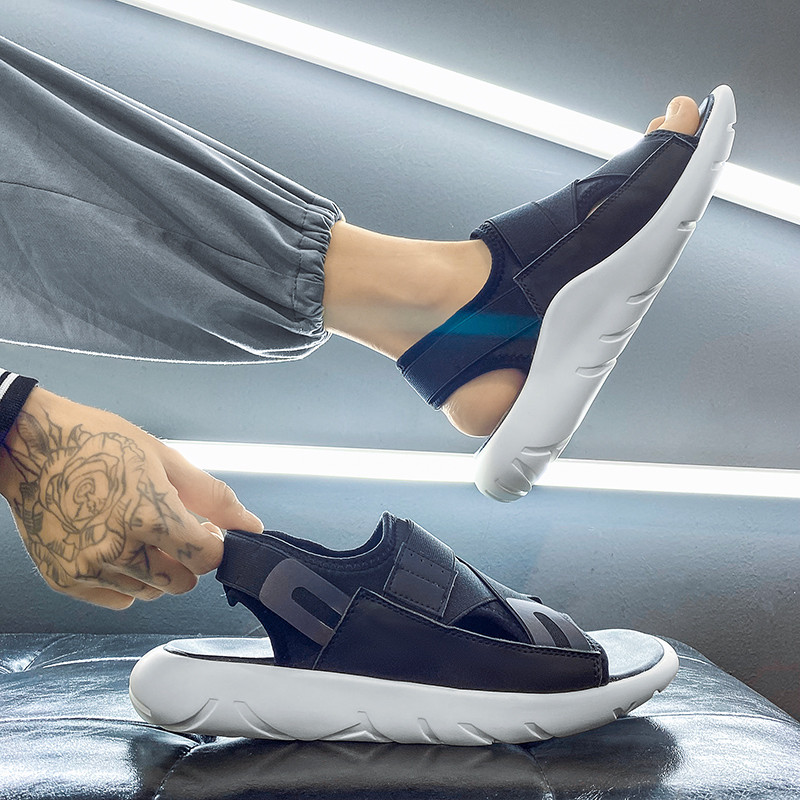 Ιταλική σχεδίαση Νέα Ανδρικά λουράκια καλοκαιρινής αναψυχής Σανδάλια Μόδα χοντρή πλατφόρμα Γνήσιο δέρμα Παντόφλες παραλίας Ανδρικά παπούτσια