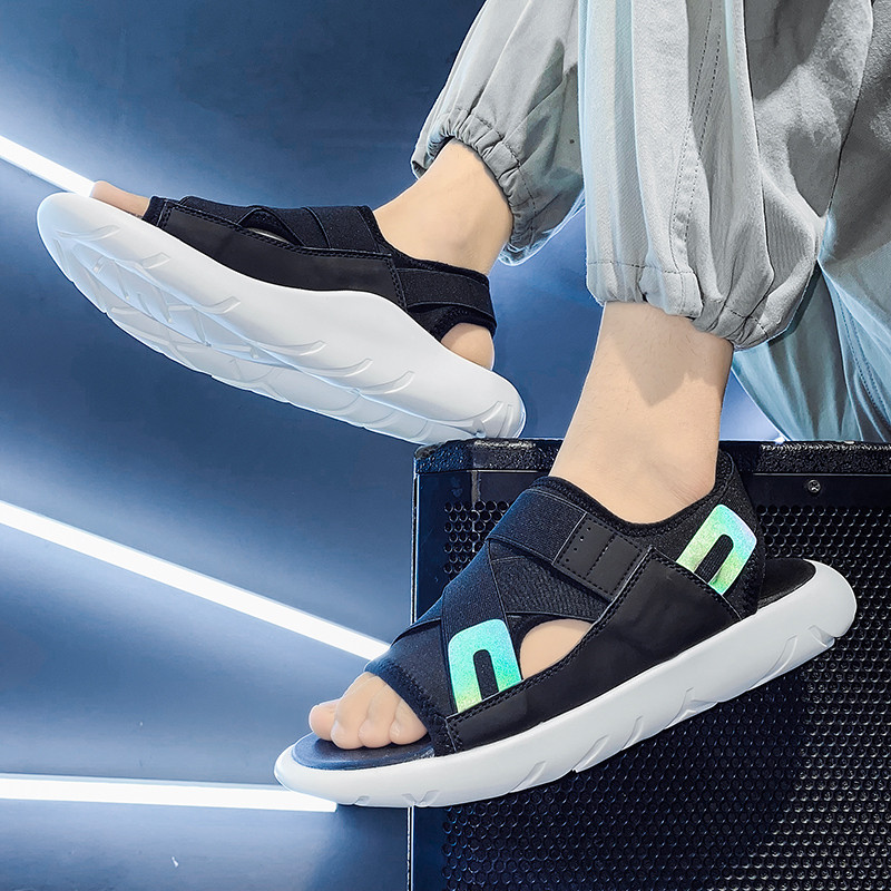 Ιταλική σχεδίαση Νέα Ανδρικά λουράκια καλοκαιρινής αναψυχής Σανδάλια Μόδα χοντρή πλατφόρμα Γνήσιο δέρμα Παντόφλες παραλίας Ανδρικά παπούτσια