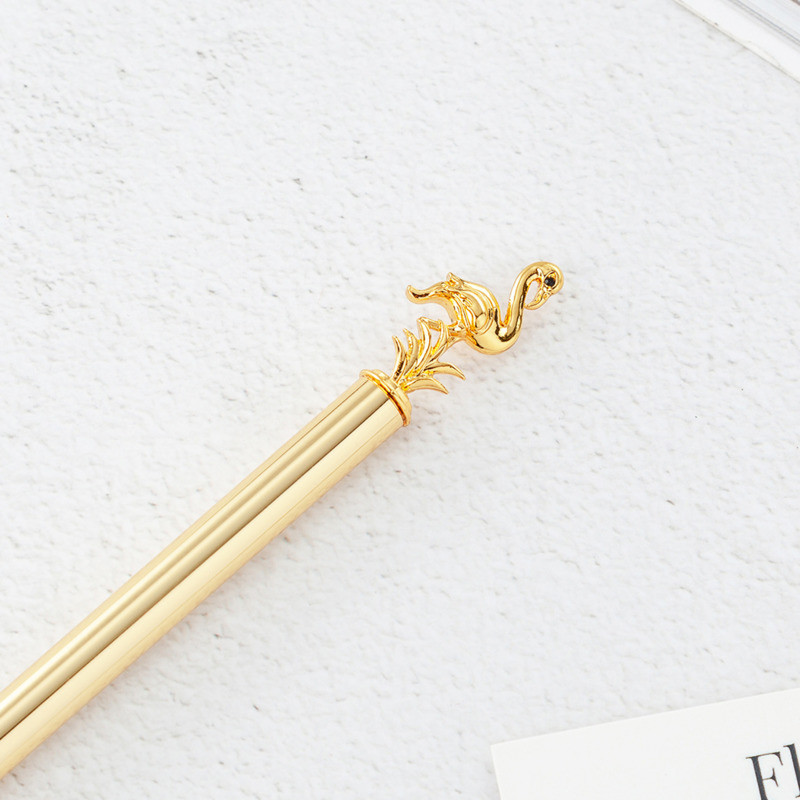 Četverodijelna Lytwtw's Flamingo kemijska olovka Rose Gold Wedding Metalna bakrena olovka Uredski školski pribor Pribor