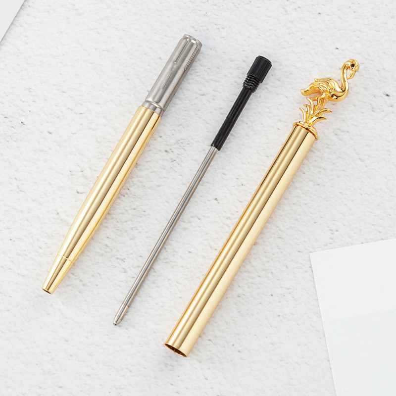 Četverodijelna Lytwtw's Flamingo kemijska olovka Rose Gold Wedding Metalna bakrena olovka Uredski školski pribor Pribor