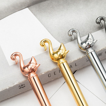 4 части Lytwtw\'s Ballpoint Pen Swan Love Crystal Wedding Metal Copper Pen Офис Училищни пособия Канцеларски материали