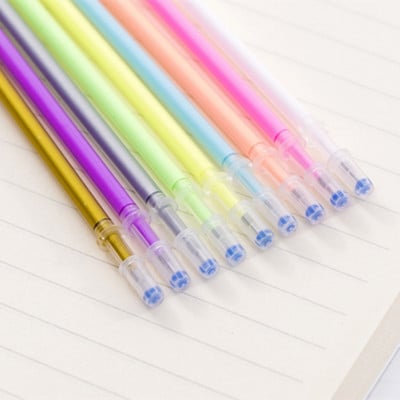 9 bucăți/lot rezerve stilou multicolore rezerve pentru pix cu gel pentru pictură, desen, iluminatoare cu sclipici, stilou, marcatori de artă, rechizite școlare de birou