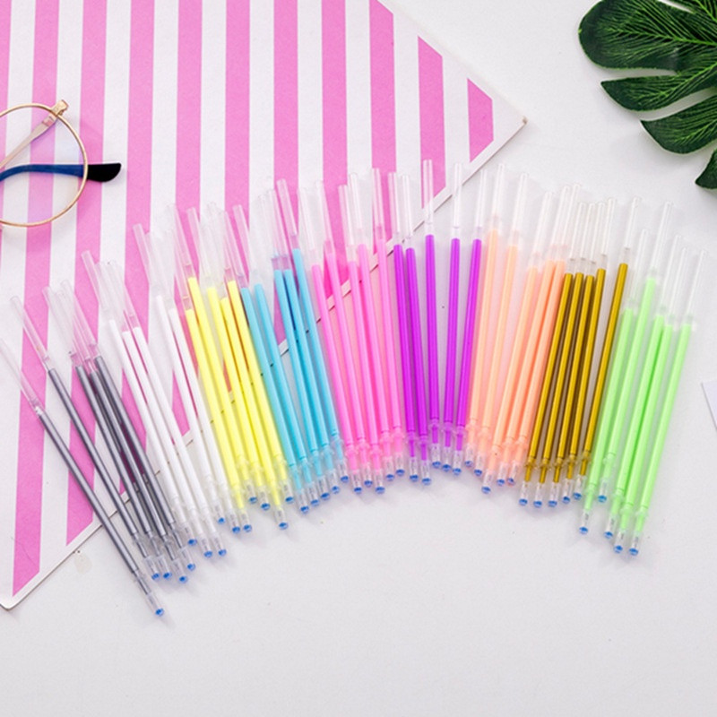 9 bucăți/lot rezerve stilou multicolore rezerve pentru pix cu gel pentru pictură, desen, iluminatoare cu sclipici, stilou, marcatori de artă, rechizite școlare de birou