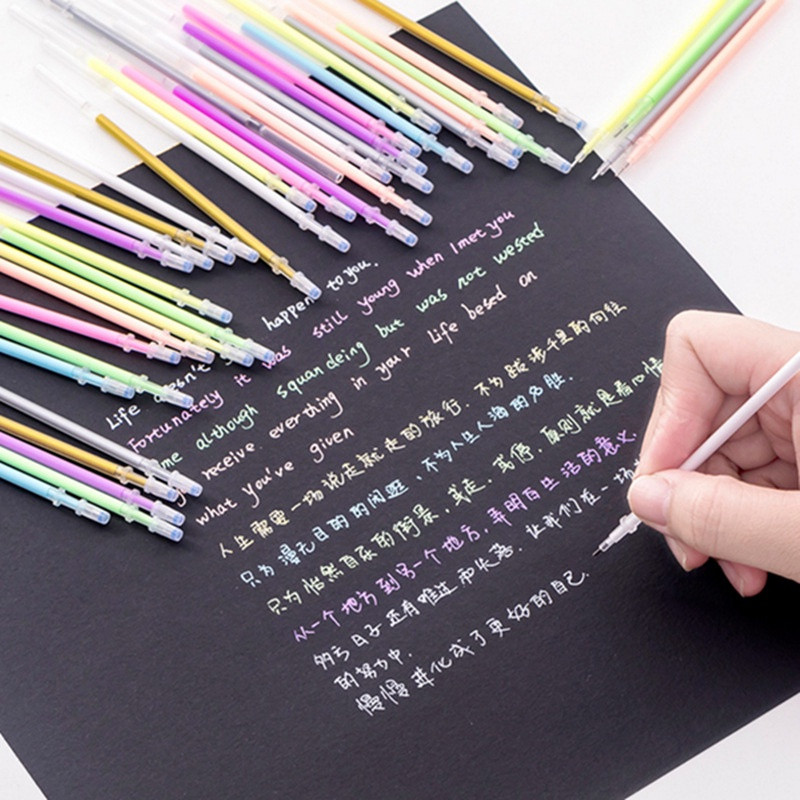 9 bucăți/lot rezerve stilou multicolore rezerve pentru pix cu gel pentru pictură, desen, iluminatoare cu sclipici, stilou, marcatori de artă, rechizite școlare de birou