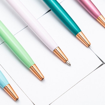 4 части Lytwtw\'s Creative Candy Color Business Metal Office Accessories Rotate Ballpoint Pen Училищни канцеларски материали Офис консумативи