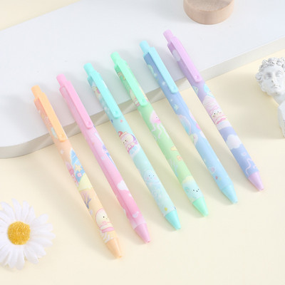 6/buc Pix Gel Ocean Baby Jump Pen Pix Presing Bullet Black Cute Press Pen Papetărie pentru studenți