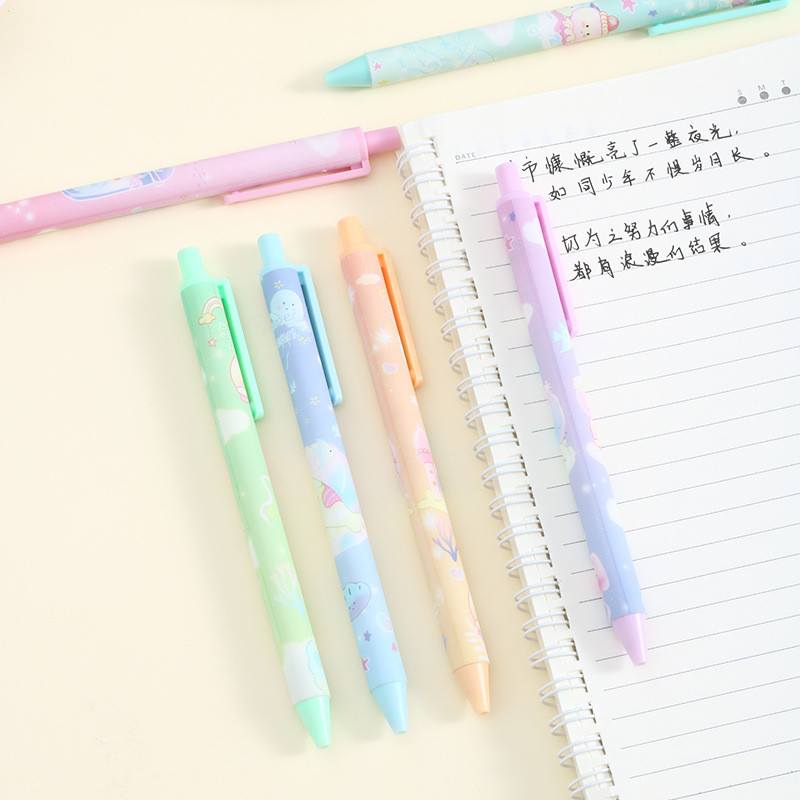 6/buc Pix Gel Ocean Baby Jump Pen Pix Presing Bullet Black Cute Press Pen Papetărie pentru studenți