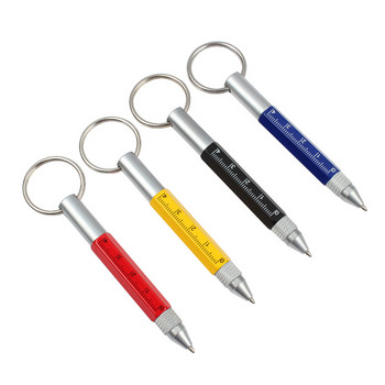 Πολυλειτουργικό στυλό GENKKY Μεταλλικό στυλό εργαλείων Ballpoint Mini στυλό Κατσαβίδι χάρακας Spirit Πολυλειτουργικό κλειδί πόρπες Μαύρο μπλε μελάνι